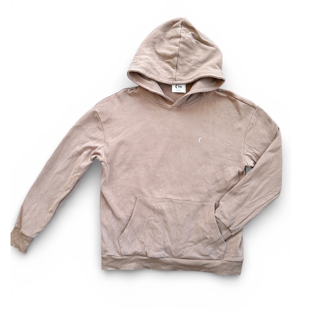 Zyia Active Mens Hoodie Sweatshirt Tan Taupe Fleece Pullover Size Medium